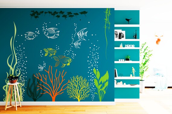 Underwater wall decal Under the sea Aquarium Vinyl Large Art Decor Murals ABSL1