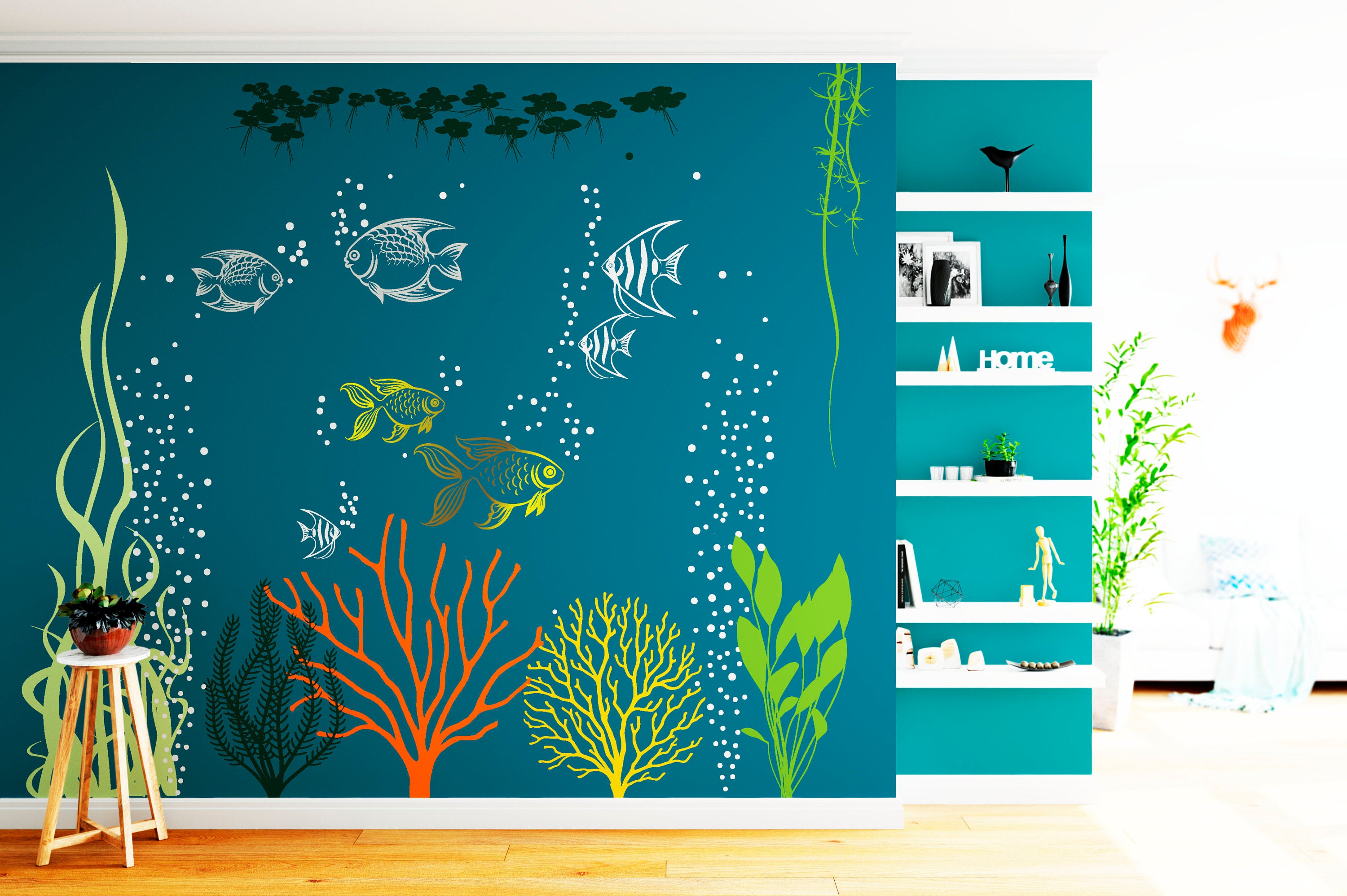 Underwater wall decal Under the sea Aquarium Vinyl Large Art Etsy
