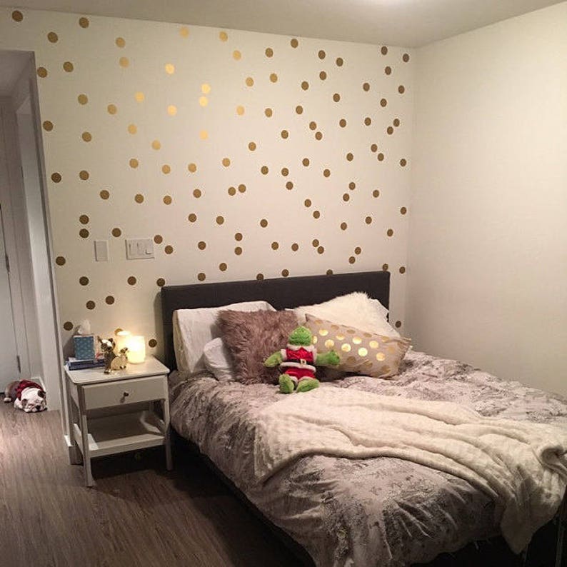Metallic Gold Wall Decals Polka Dot Wall Sticker Decor 1 Inch, 1.5,2,2.5,3, 3.5, 4 Inches Circle Vinyl Wall Decal image 4