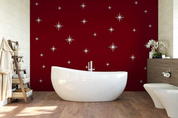 Star Decals - Starburst Decal -  Retro Star Vinyl Wall Decals, Confetti Sparkle Stars Confetti - Wall Decals - Nursery Star Decals - ABST14