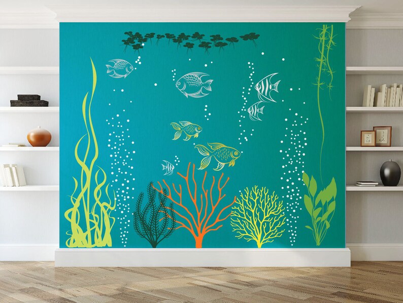 Underwater wall decal Under the sea Aquarium Vinyl Large Art Etsy