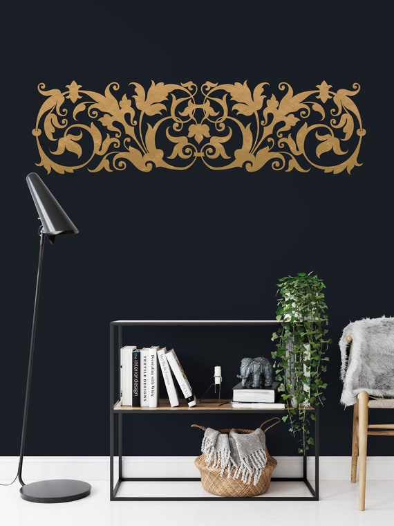 Vintage Baroque Ornament, Retro Decorative, Antique Design Decor Vinyl Wall Art Decal ABMCN3