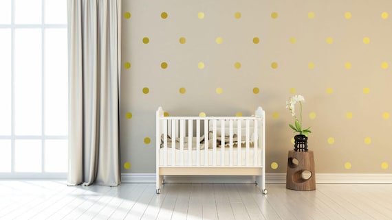 4" Inches Kids-Room Wall Sticker & Nursery-Decor- Gold Wall Decals Polka Dots Wall Decor - Four Inches Confetti Polka Dot Wall Decals