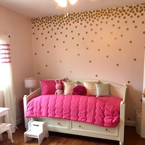Metallic Gold Wall Decals Polka Dot Wall Sticker Decor 1 Inch, 1.5,2,2.5,3, 3.5, 4 Inches Circle Vinyl Wall Decal image 8