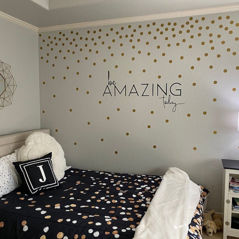 Metallic Gold Wall Decals Polka Dot Wall Sticker Decor 1 Inch, 1.5,2,2.5,3, 3.5, 4 Inches Circle Vinyl Wall Decal image 9