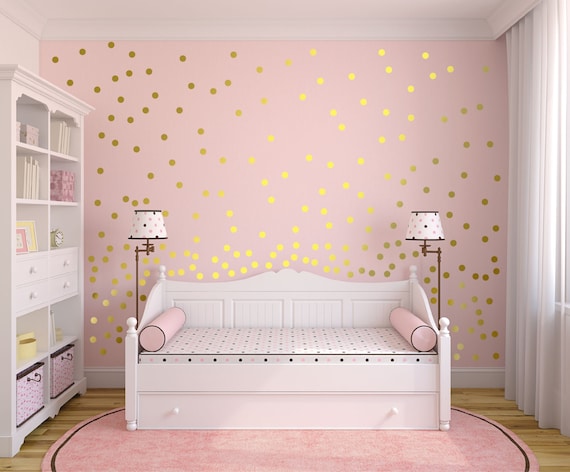 Gold Polka Dot Wall Decals, Polka Dot Vinyl Sticker, 1",2",3",4" Circle Wall Decals, 1.5", 2.5", 3.5" Polka Dot Vinyl Sticker