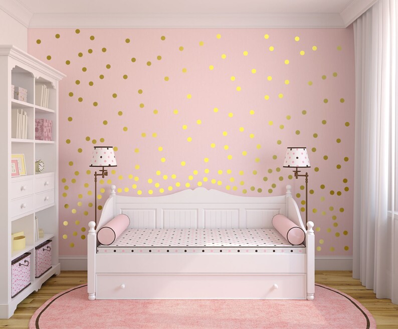 Metallic Gold Wall Decals Polka Dot Sticker Decor 1 Inch 5 2 3 4 Inches Circle Vinyl Decal