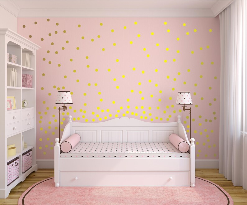 2 Inches Polka Dot Wall Decal Gold Polka Dots Wall Etsy