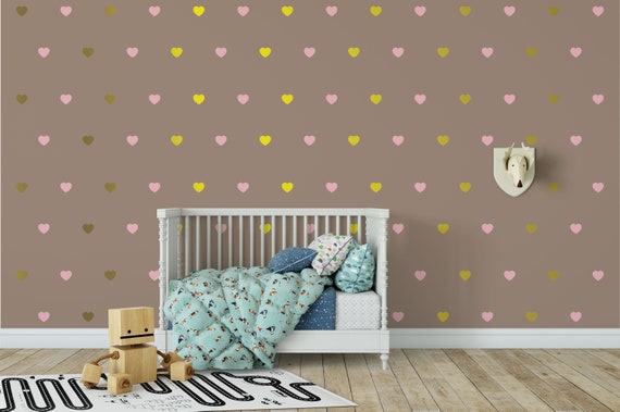 Metallic Gold Heart Wall Decals Set -Confetti Heart Decals - Pattern Decal - Heart Vinyl Decal - Wall Decor - Wall Art - Baby Decal