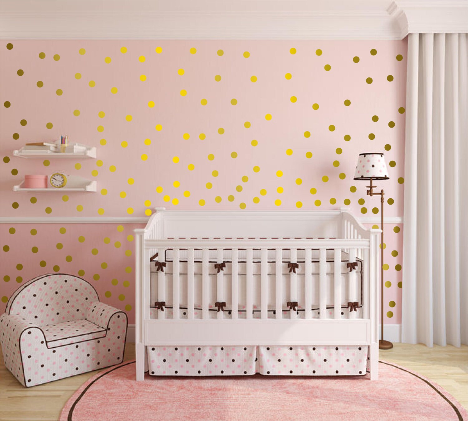 Metallic Gold Wall Decals Polka Dots Wall Decor 1 Etsy