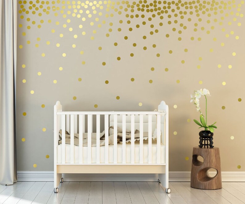 metallic gold wall decals polka dots wall decor 1 | etsy