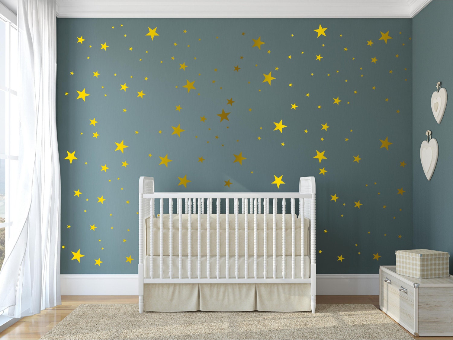 Star Wall Decal Peel and Stick Stars Decal Silver Star Wall Etsy