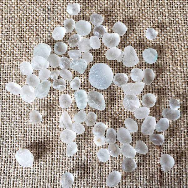 Tiny white smooth frosted real Hawaiian found Seaglass pebbles,perfect for making jewelry or crafts