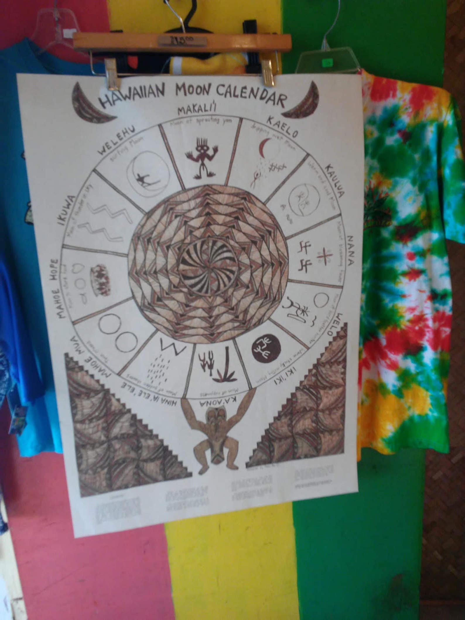 Vintage Hawaiian Moon Calendar made by Native Hawaiian Etsy