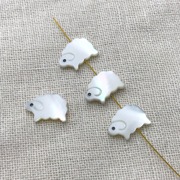 10pcs Mother of Pearl Sheep Beads, Shell Jewelry, 11x16mm