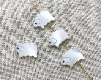 10pcs Mother of Pearl Sheep Beads, Shell Jewelry, 11x16mm