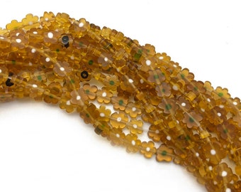 7-8mm Brown Glass Flower Beads, Millefiori Glass Beads