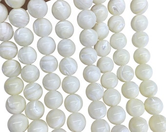 8mm 10mm Mother of Pearl Beads, Round Shell Beads, Shell Jewelry