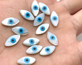 5pcs Mother of Pearl Shell Evil Eye Beads, Evil Eye Beads, DIY Jewelry Supplies