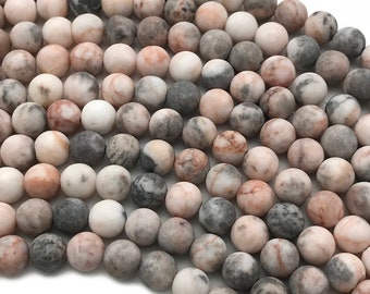 10mm Matte Pink Zebra Jasper Beads, Round Gemstone Beads, Wholesale Beads