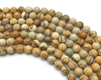 8mm Faceted Picture Jasper Beads, Round Gemstone Beads, Wholesale Beads