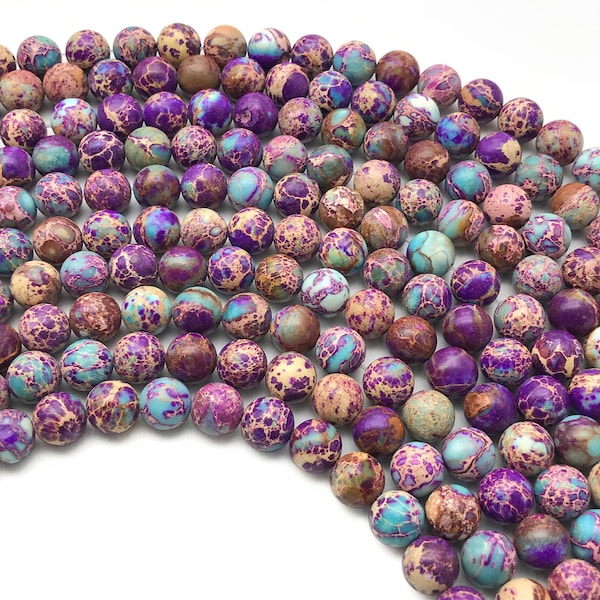 8mm Aqua Terra Jasper Beads, Purple Imperial Jasper Beads, Round Gemstone Beads, Wholesale Beads