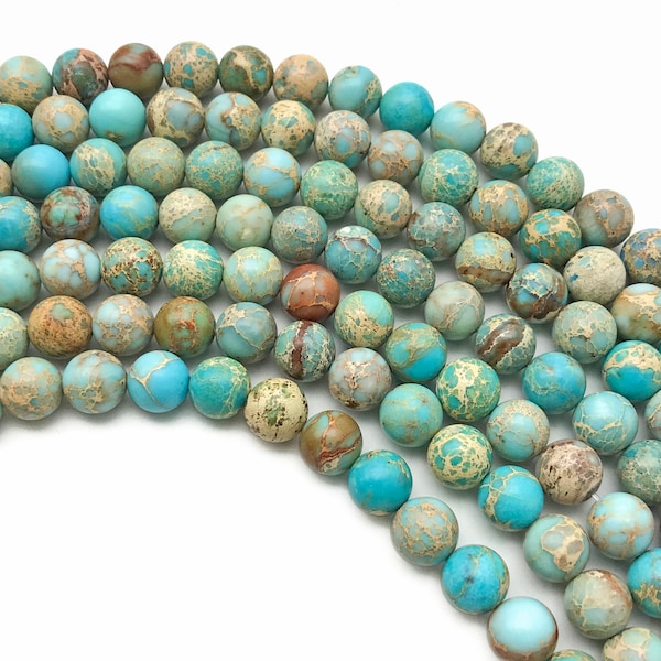 10mm Aqua Terra Jasper Beads, Blue Imperial Jasper Beads, Round Gemstone Beads, Wholesale Beads