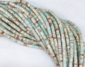 4x2mm Light Blue Imperial Jasper Heishi Beads, Gemstone Beads, Wholesale Beads