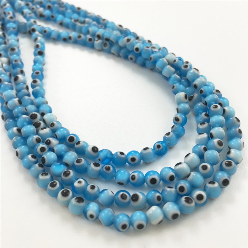 4mm Evil Eye Glass Beads Sky Blue Evil Eye Beads Wholesale Etsy