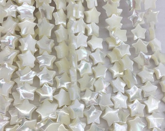 Mother of Pearl Star Beads, Shell Star Beads, Shell Jewelry, 8mm, 10mm, 12mm