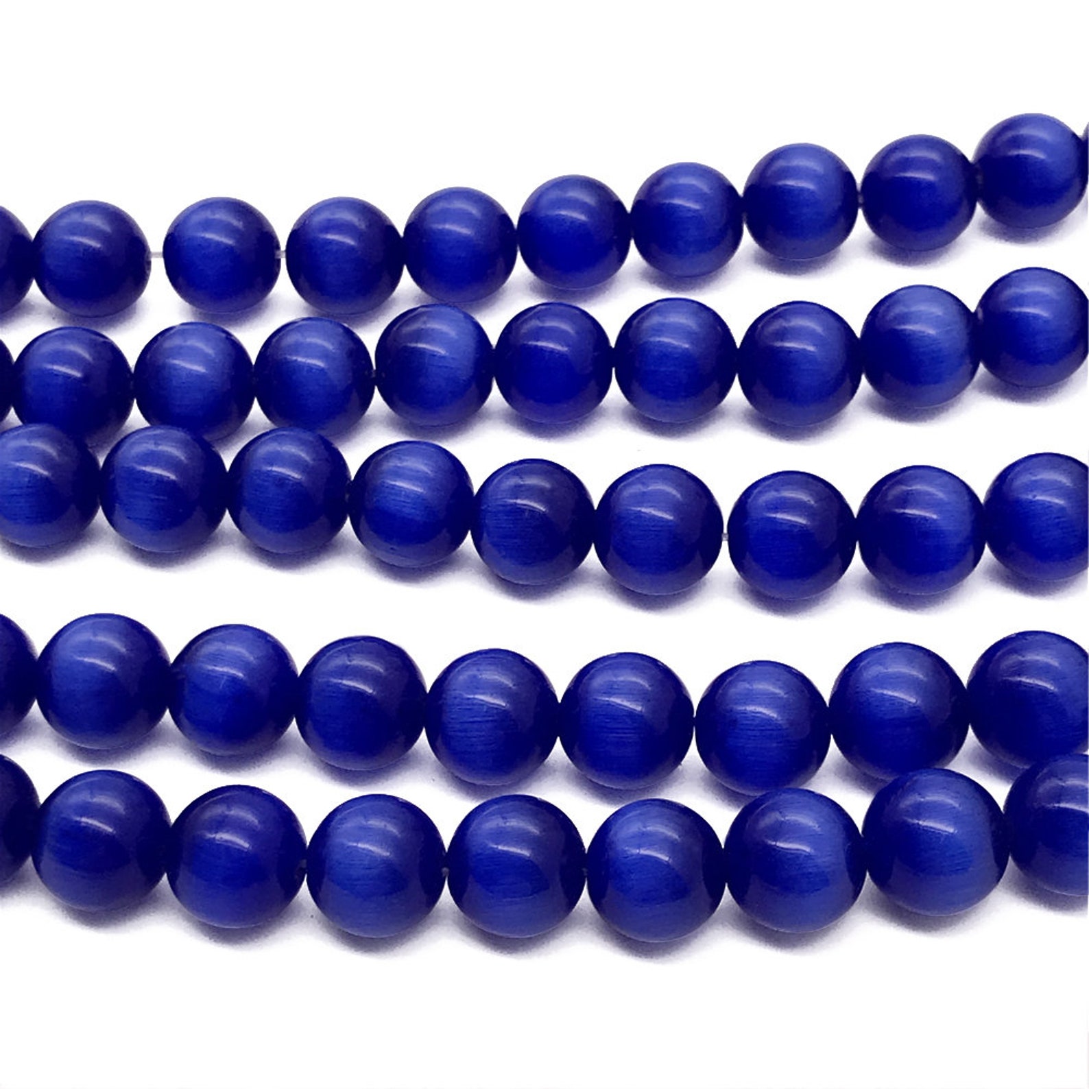 8mm Blue Cat Eye Beads Round Gemstone Beads Etsy