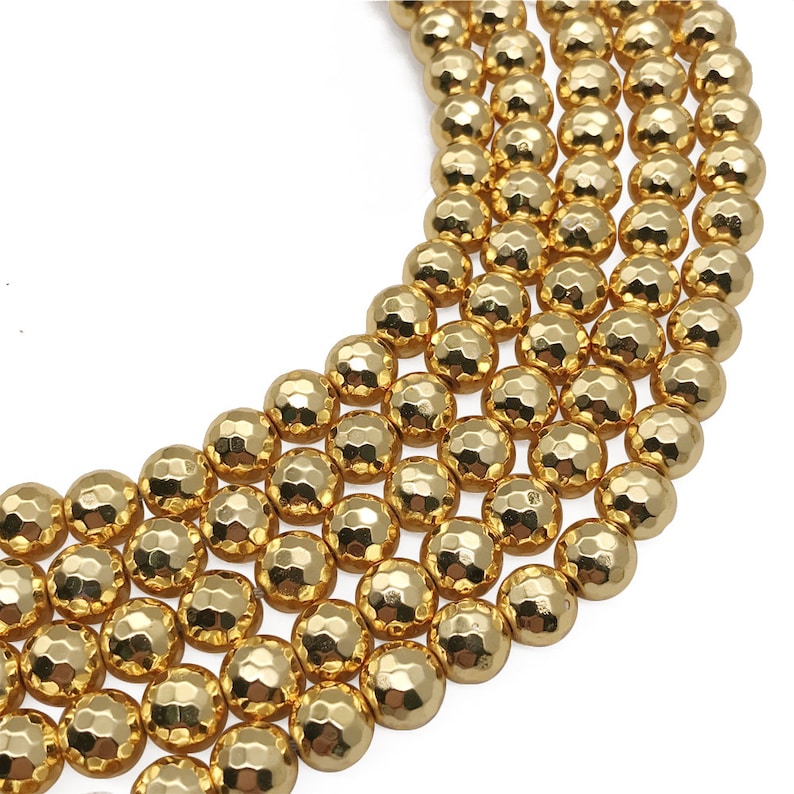 10mm Faceted Hematite Beads Gold Hematite Beads Hematite Etsy