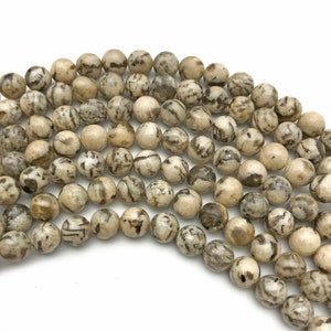 8mm Graphic Feldspar Beads, Round Gemstone Beads, Wholesale Beads image 1
