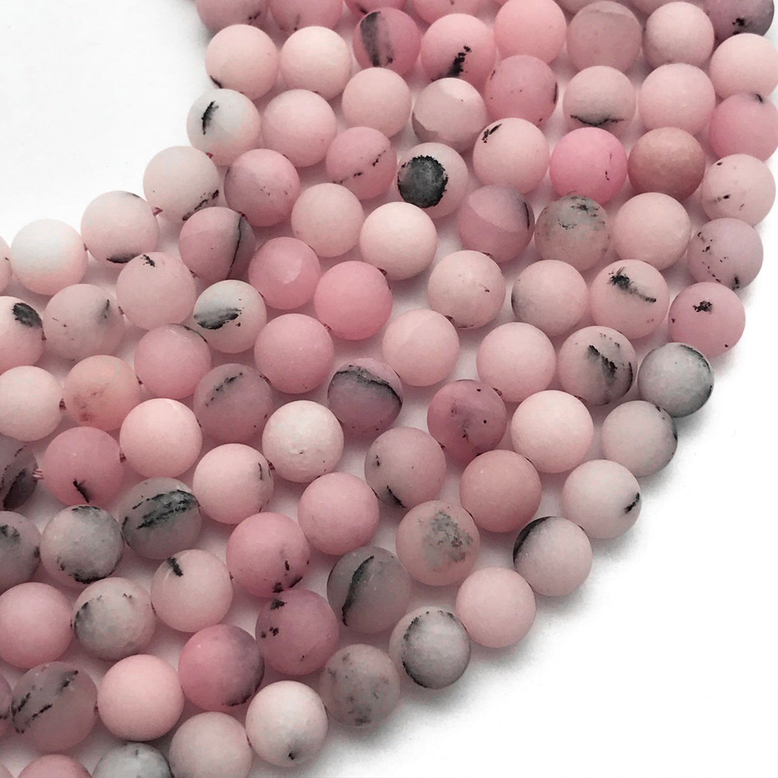 10mm Matte Cherry Blossom Jasper Beads Round Gemstone Beads Etsy