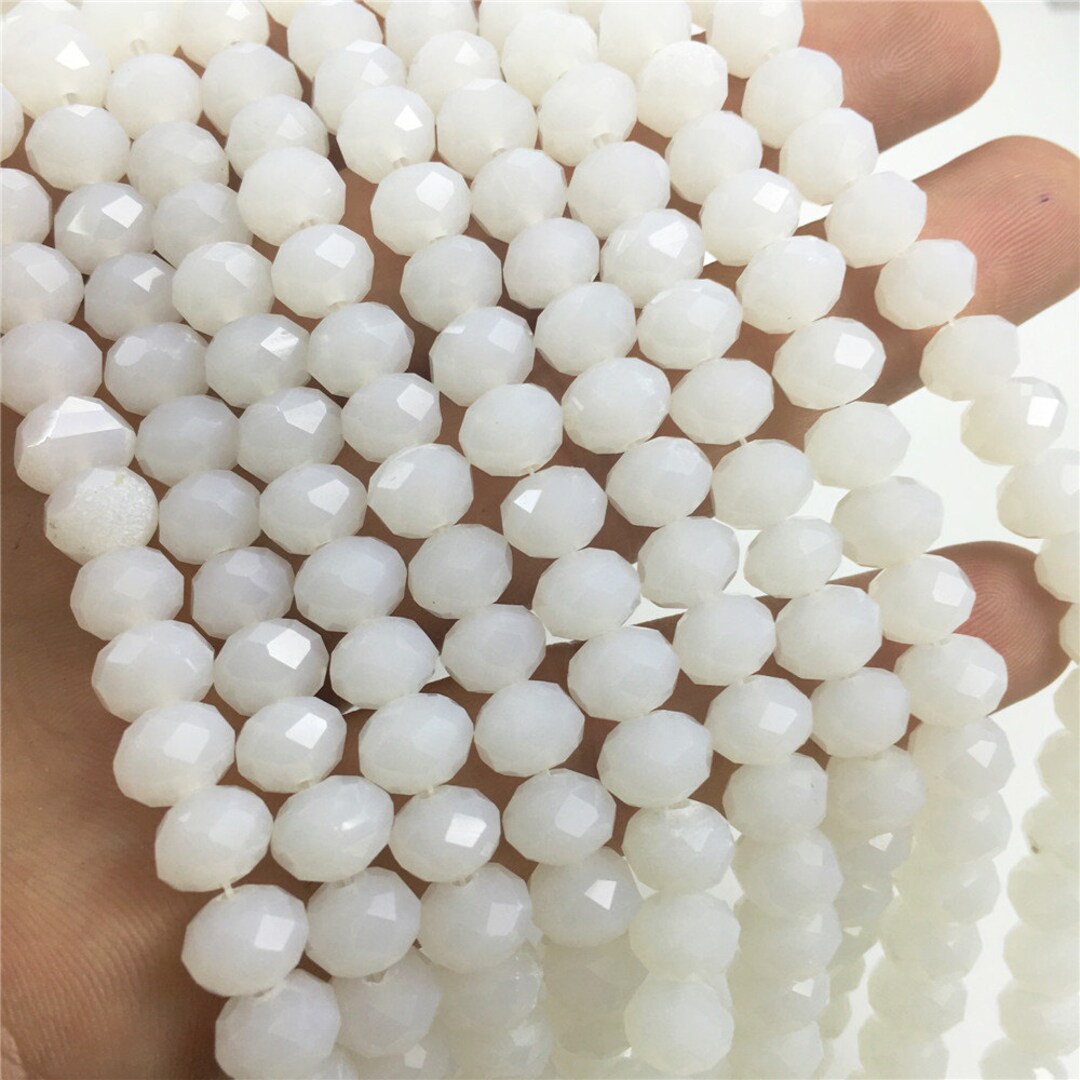 8x6mm Faceted White Glass Beads Glass Rondelle Beads Etsy
