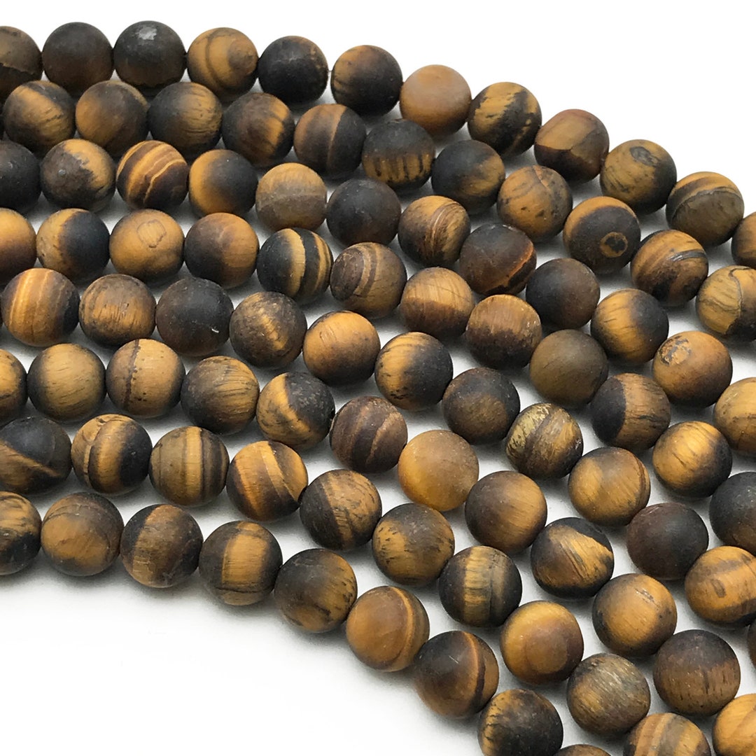 8mm Matte Yellow Tiger Eye Beads Round Gemstone Beads Etsy
