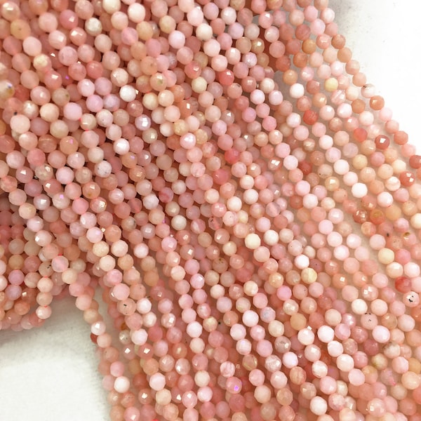 Natural Faceted Pink Opal Beads, Round Gemstone Beads, Wholesale Beads, 3mm, 4mm