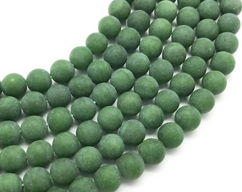10mm Matte Green Jade Perlen, runde Edelsteinperlen, Großperlen