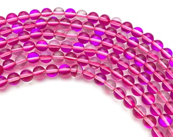 Perles de quartz Mystic Aura 6mm, Perles de quartz Fuchsia, Perles de gros