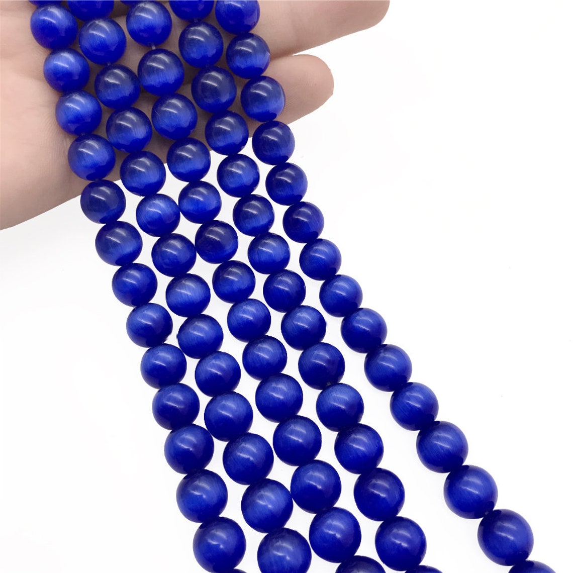 10mm Blue Cat Eye Beads Round Gemstone Beads Wholesale Beads Etsy