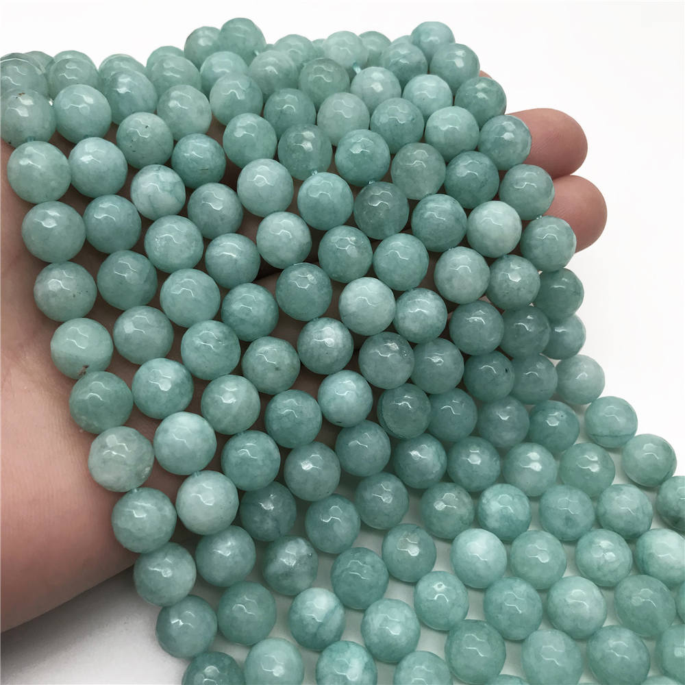 10mm Faceted Mint Green Jade Beads Gemstone Beads Wholesale Etsy