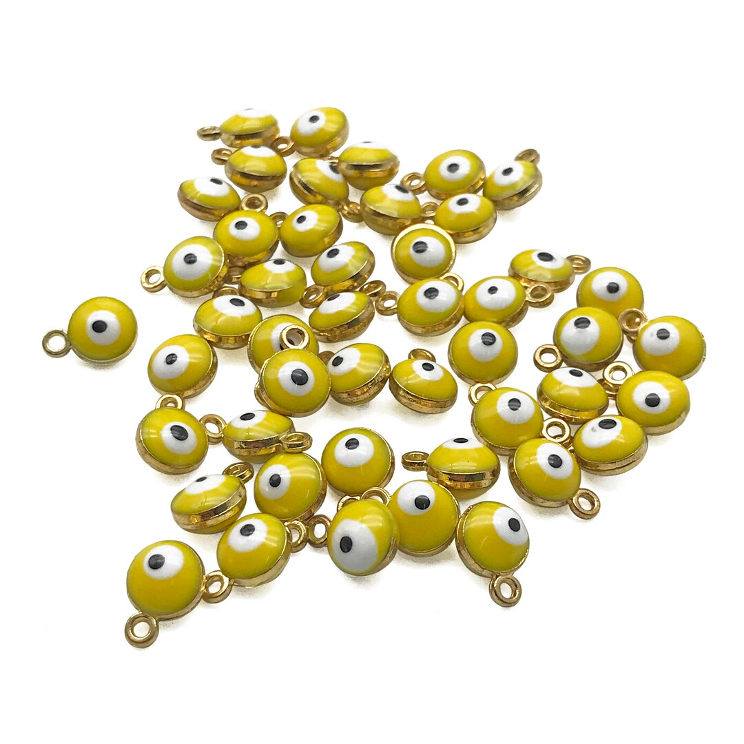 50pcs-yellow-evil-eye-charms-gold-plating-evil-eye-pendant-double