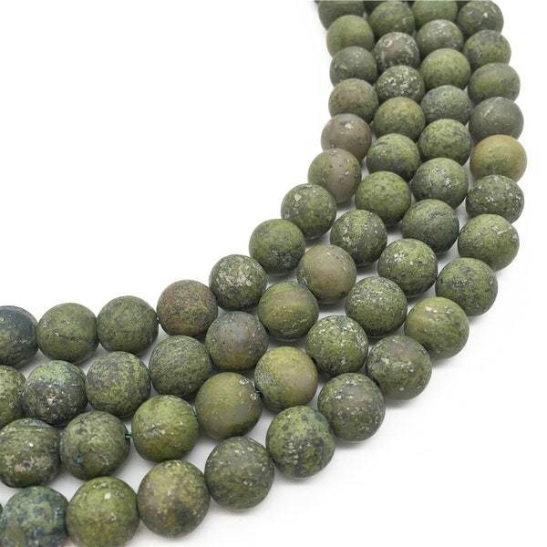 10mm Matte Green Jasper Beads, Round Gemstone Beads, Wholesale Beads