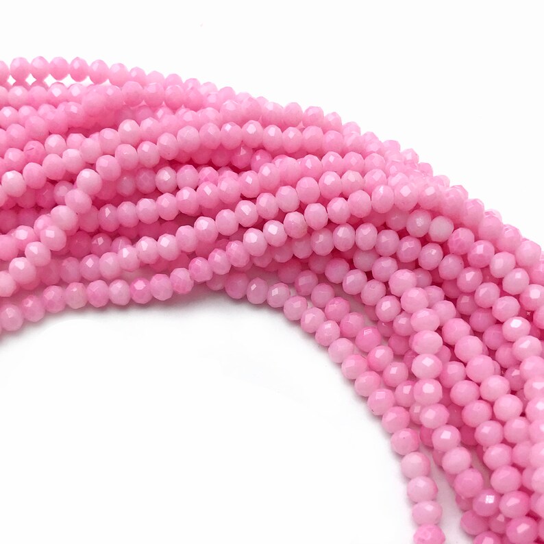 4x3mm Faceted Pink Glass Rondelle Beads Glass Jewery Etsy