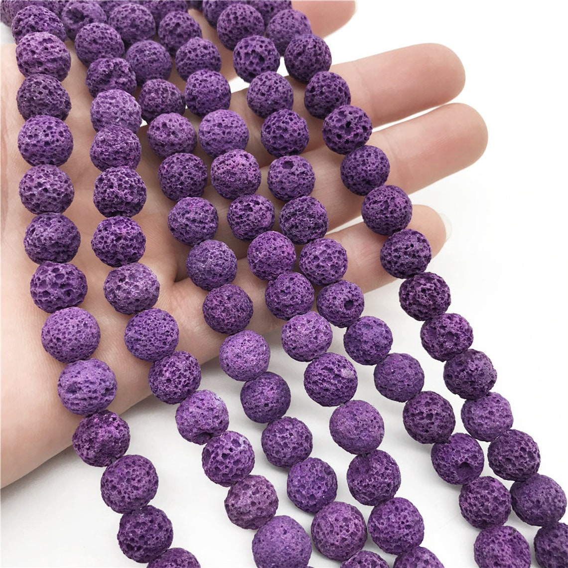 8mm Purple Lava Beads Gemstone Beads Wholesale Beads Etsy