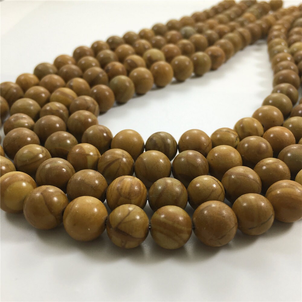 10mm Wood Grain Jasper Beads Round Gemstone Beads Wholesale Etsy