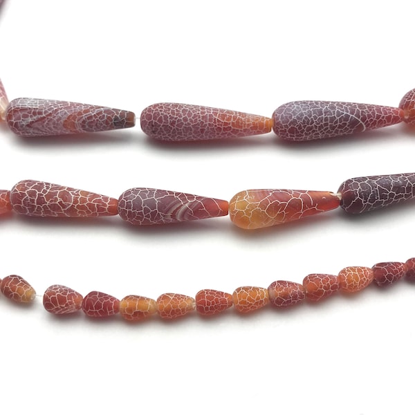 Frosted Agate Tear Drop Beads, Teardrop Beads, Gemstone Beads