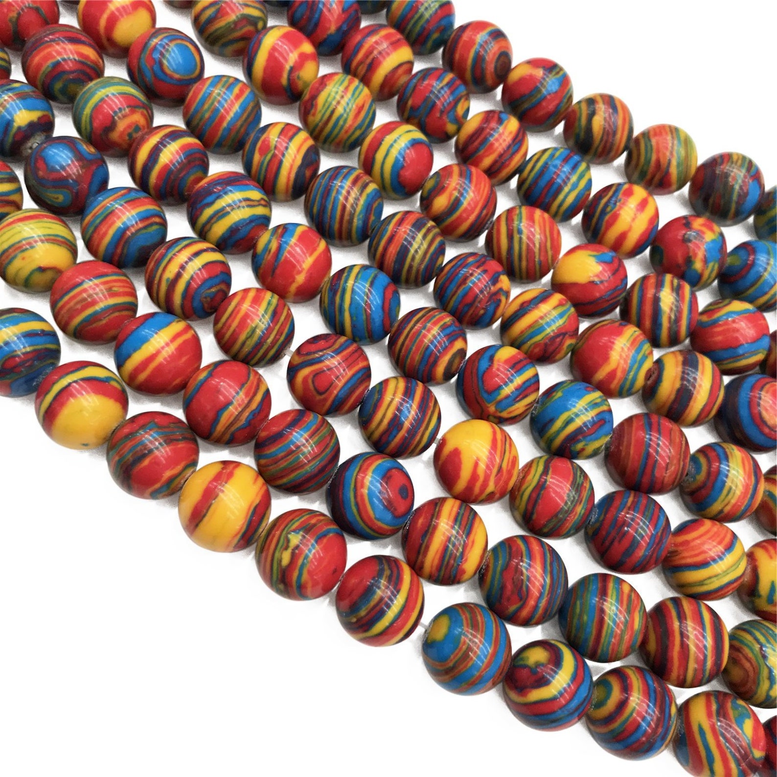 10mm Rainbow Malachite Beads Round Gemstone Beads Wholesale Etsy