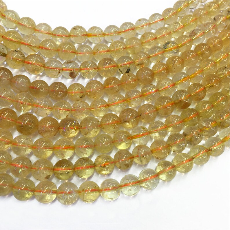 8mm Yellow Quartz Beads Round Gemstone Beads Etsy