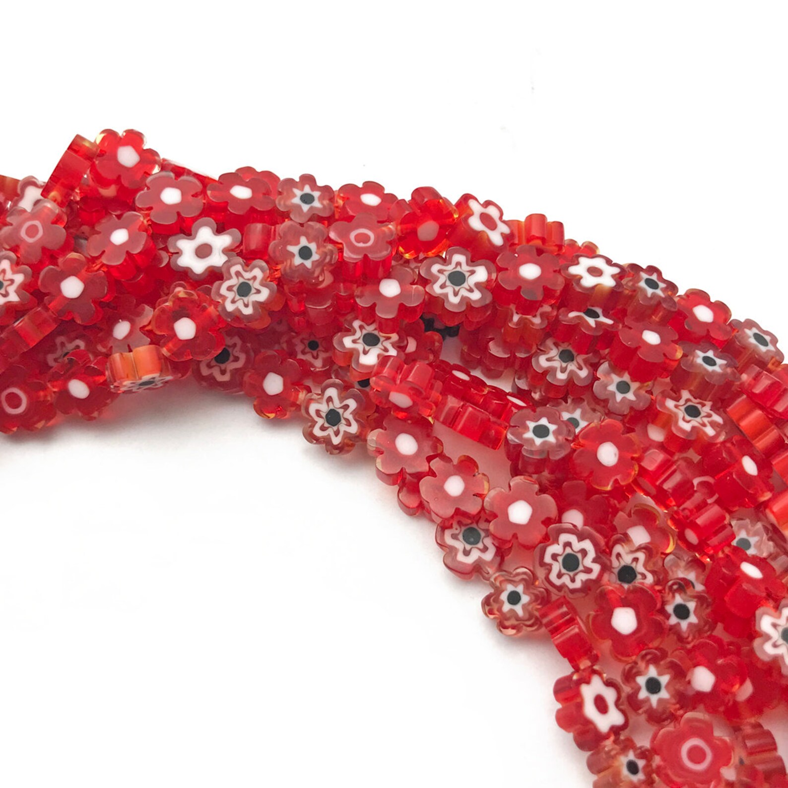 78mm Red Glass Flower Beads Millefiori Glass Beads Etsy